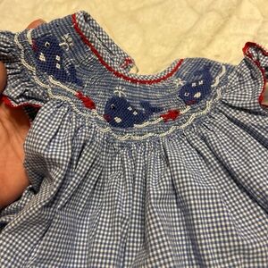 Carriage Boutique Blue and White Baby Dress 12 months